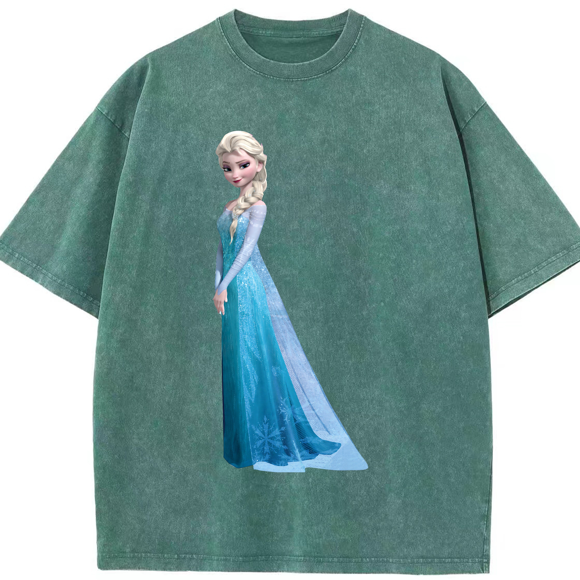 （画像用） アナと雪の女王 アンナ エルサ Frozen Anna Elsa 綿100% ヴィンテージ風 半袖Tシャツ（フロントプリント）
